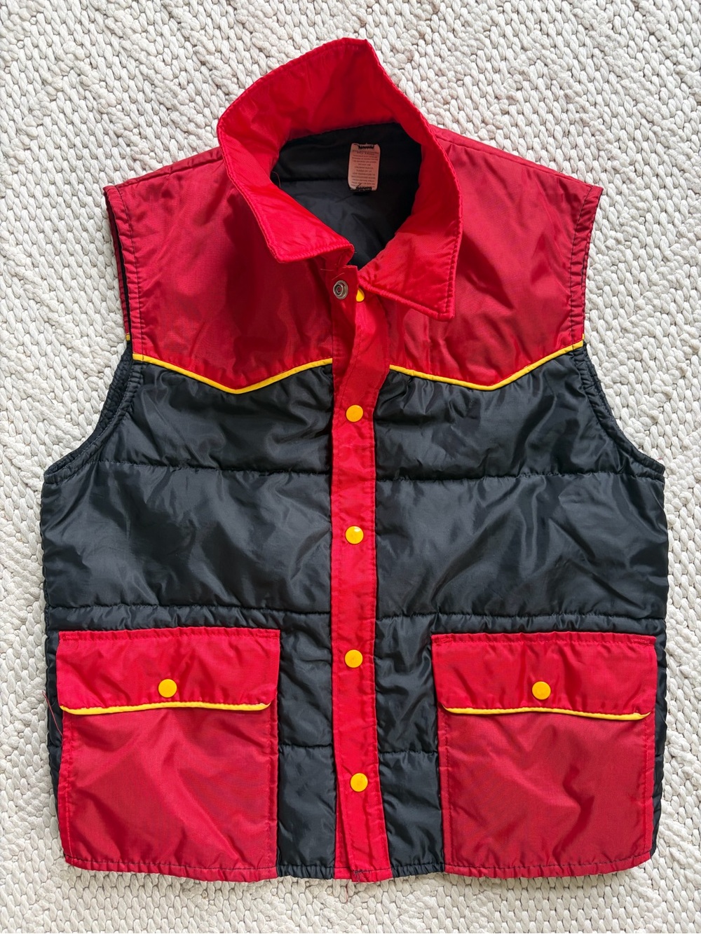Vintage VTG 80s Snowmobile Puffer Vest Mens MEDIUM Red & Black EUC